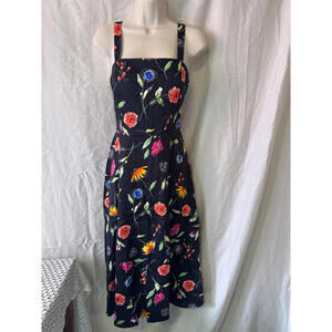 Coldwater Creek Floral Dress Midi Black Size 10P Cotton Spandex